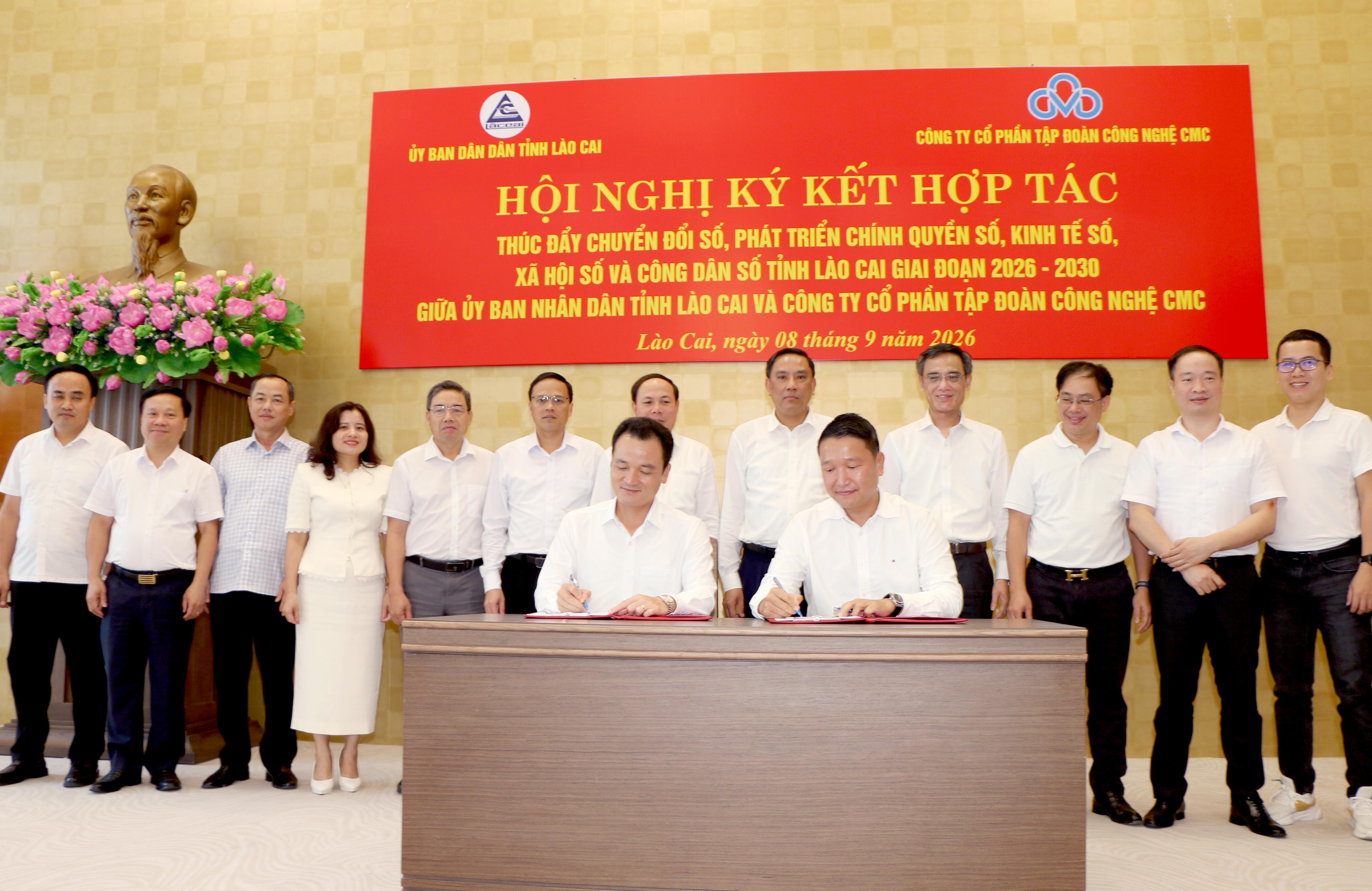 TỈNH LÀO CAI KÝ KẾT HỢP TÁC VỚI CÔNG TY CỔ PHẦN TẬP ĐOÀN CÔNG NGHỆ CMC THÚC ĐẨY CHUYỂN ĐỔI SỐ, PHÁT TRIỂN CHÍNH QUYỀN SỐ, KINH TẾ SỐ, XÃ HỘI SỐ VÀ CÔNG DÂN SỐ TỈNH LÀO CAI GIAI ĐOẠN 2026 – 2030